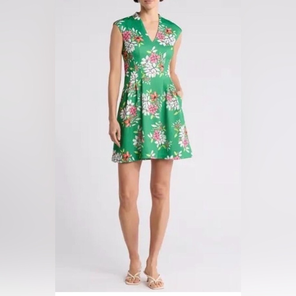 Vince Camuto Floral Print Scuba Fit and flare Dress